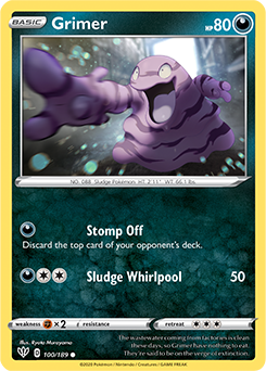 Common Pokémon card Grimer 100/189 from Darkness Ablaze expansion