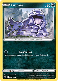 Common Pokémon card Grimer 084/172 from Brilliant Stars expansion
