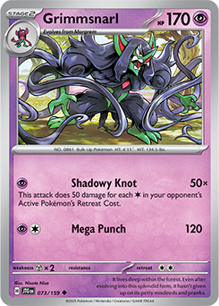 Uncommon Pokémon card Grimmsnarl 73/159 from Journey Together expansion