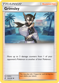 Uncommon Pokémon card Grimsley 199/236 from Unified Minds expansion