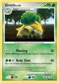 Uncommon Pokémon card Grotle 37/100 from Majestic Dawn expansion