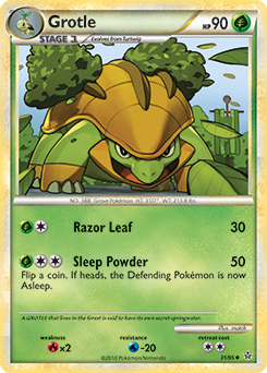 Uncommon Pokémon card Grotle 31/95 from Unleashed expansion