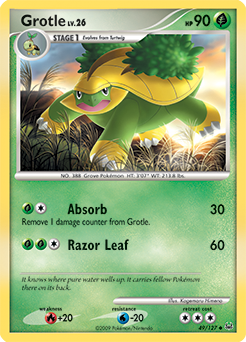 Uncommon Pokémon card Grotle 49/127 from Platinuim expansion