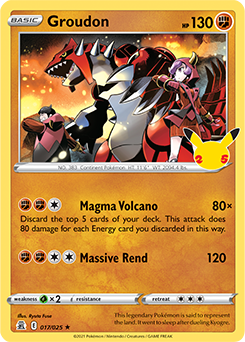 Rare Pokémon card Groudon 17/25 from Celebrations expansion