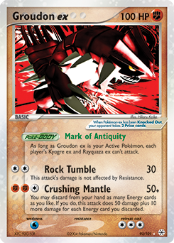 Pokémon ex Pokémon card Groudon EX 93/101 from Ex Hidden Legends expansion