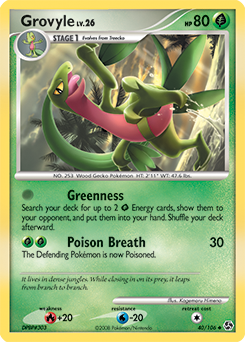 Uncommon Pokémon card Grovyle 40/106 from Great Encounters expansion