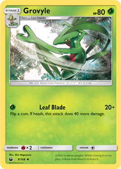 Uncommon Pokémon card Grovyle 9/168 from Celestial Storm expansion