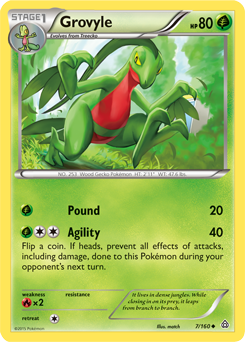 Common Pokémon card Grovyle 7/160 from Primal Clash expansion