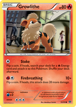 Common Pokémon card Growlithe 10/99 from Next Destinies expansion
