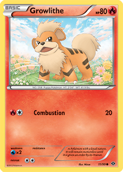 Common Pokémon card Growlithe 11/99 from Next Destinies expansion