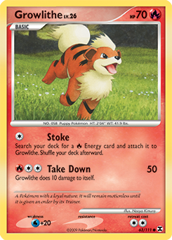 Growlithe 63/111 Pokémon card from Rising Rivals for sale at best price