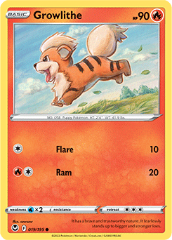 Common Pokémon card Growlithe 019/195 from Silver Tempest expansion