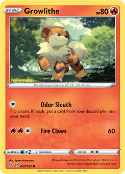 Common Pokémon card Growlithe 27/192 from Rebel Clash expansion