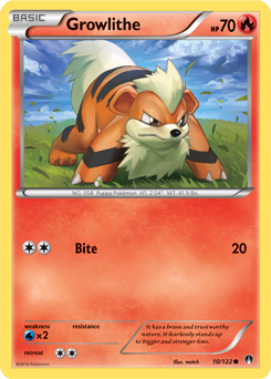 Common Pokémon card Growlithe 10/122 from Breakpoint expansion
