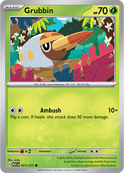 Common Pokémon card Grubbin 17/217 from Ascended Heroes expansion