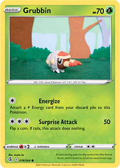 Common Pokémon card Grubbin 18/264 from Fusion Strike expansion