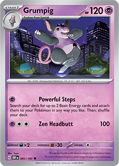 Grumpig 91/197 Pokémon card from Obsidian Flames for sale at best price
