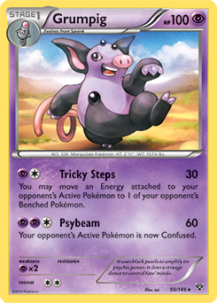 Rare Pokémon card Grumpig 50/146 from X&Y expansion