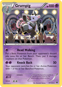 Rare Pokémon card Grumpig 31/124 from Fates Collide expansion