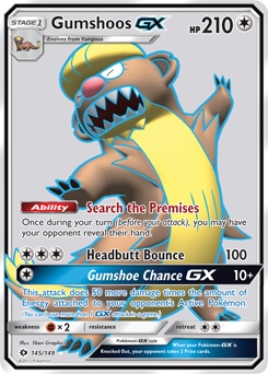 Gumshoos GX 145/149 Pokémon card from Sun & Moon for sale at best price