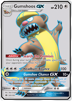 Full Art Pokémon Pokémon card Gumshoos GX 145/149 from Sun & Moon expansion