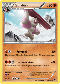 Uncommon Pokémon card Gurdurr 66/146 from X&Y expansion