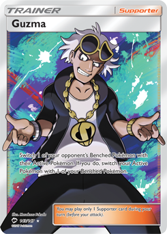 Full Art Trainer Pokémon card Guzma 143/147 from Burning Shadows expansion
