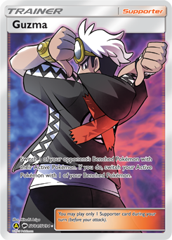 Full Art Trainer Pokémon card Guzma SV84/SV94 from Hidden Fates expansion