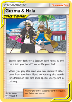 Guzma Hala 193/236 Pokémon card from Cosmic Eclipse for sale at best price