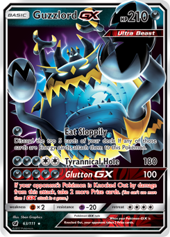 Guzzlord GX 63/111 Pokémon card from Crimson Invasion for sale at best price