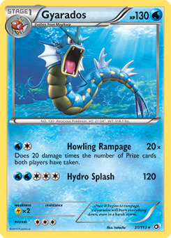 Rare Pokémon card Gyarados 31/113 from Legendary Treasures expansion