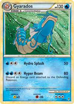 Rare holo Pokémon card Gyarados 7/95 from Call of Legends expansion