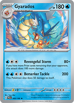 Rare Pokémon card Gyarados 043/193 from Paldea Evolved expansion