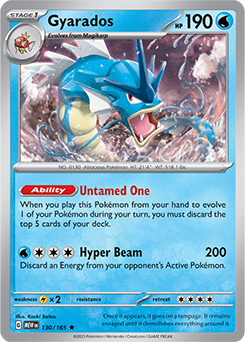 Rare Pokémon card Gyarados 130/165 from 151 expansion