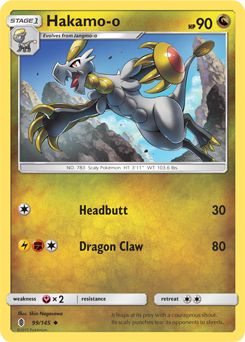 Hakamo-o 99/145 Pokémon card from Guardians Rising for sale at best price