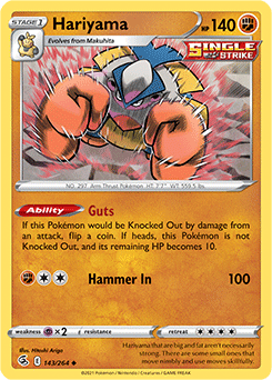 Uncommon Pokémon card Hariyama 143/264 from Fusion Strike expansion