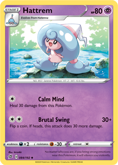 Uncommon Pokémon card Hattrem 84/192 from Rebel Clash expansion
