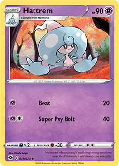 Uncommon Pokémon card Hattrem 019/073 from Champion s Path expansion