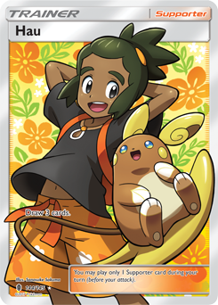 Full Art Trainer Pokémon card Hau 144/145 from Guardians Rising expansion
