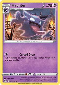 Uncommon Pokémon card Haunter 065/196 from Lost Origin expansion