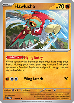 Rare Pokémon card Hawlucha 118/198 from Scarlet & Violet expansion