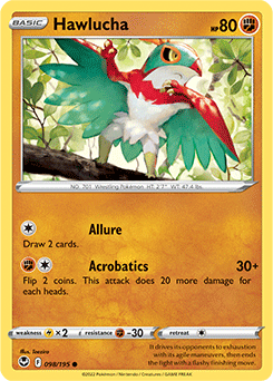 Common Pokémon card Hawlucha 098/195 from Silver Tempest expansion