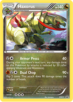 Promo Pokémon card Haxorus BW57 from Back & White Promos expansion