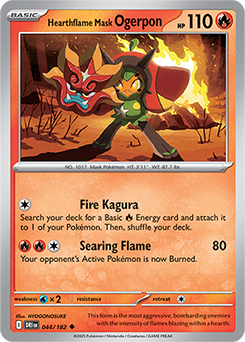 Uncommon Pokémon card Hearthflame Mask Ogerpon 44/182 from Destined Rivals expansion