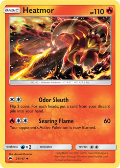 Uncommon Pokémon card Heatmor 24/147 from Burning Shadows expansion
