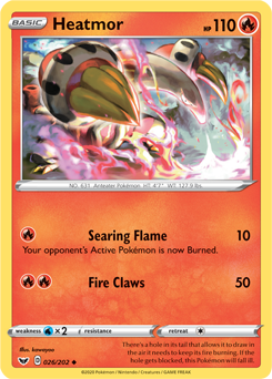 Uncommon Pokémon card Heatmor 26/202 from Sword & Shield expansion