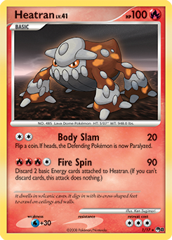 Rare Pokémon card Heatran 1/17 from POP 8 expansion
