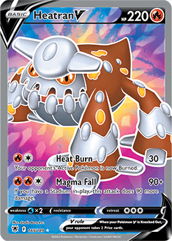 Full Art V Pokémon card Heatran V 165/189 from Astral Radiance expansion