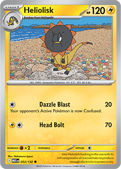 Common Pokémon card Heliolisk 53/132 from Mega Evolution expansion
