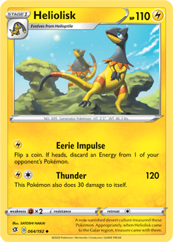 Heliolisk 64/192 Pokémon card from Rebel Clash for sale at best price